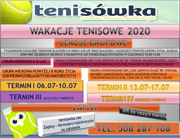 wakacje tenisowe 2020